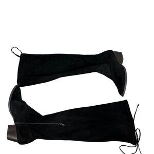 SO Womens Over-The-Knee Black Boots Size 9M Faux Suede Block Heel Side Zipper